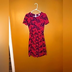 LulaRoe Amelia Pleated Dress, floral rose design